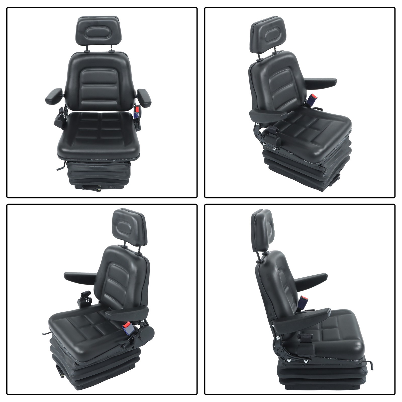 Forklift & Tractor Seat Suspension Adjustable Backrest Armrest Safety Belt