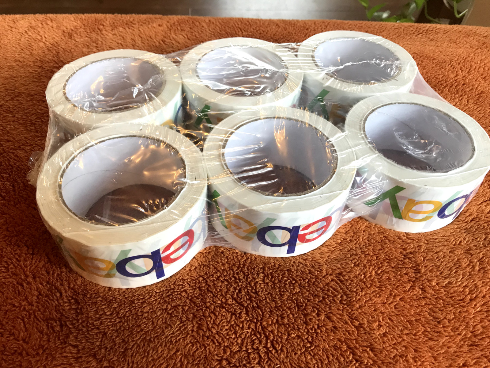 6 Rolls EBAY BRANDED Packaging Tape Color Logo 2″ x 75 yards NEW SEALED