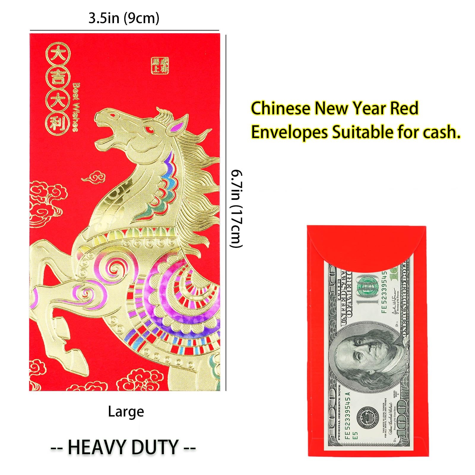 Red Envelopes Chinese New 6.7 inches x 3.5 inches, Large-36P