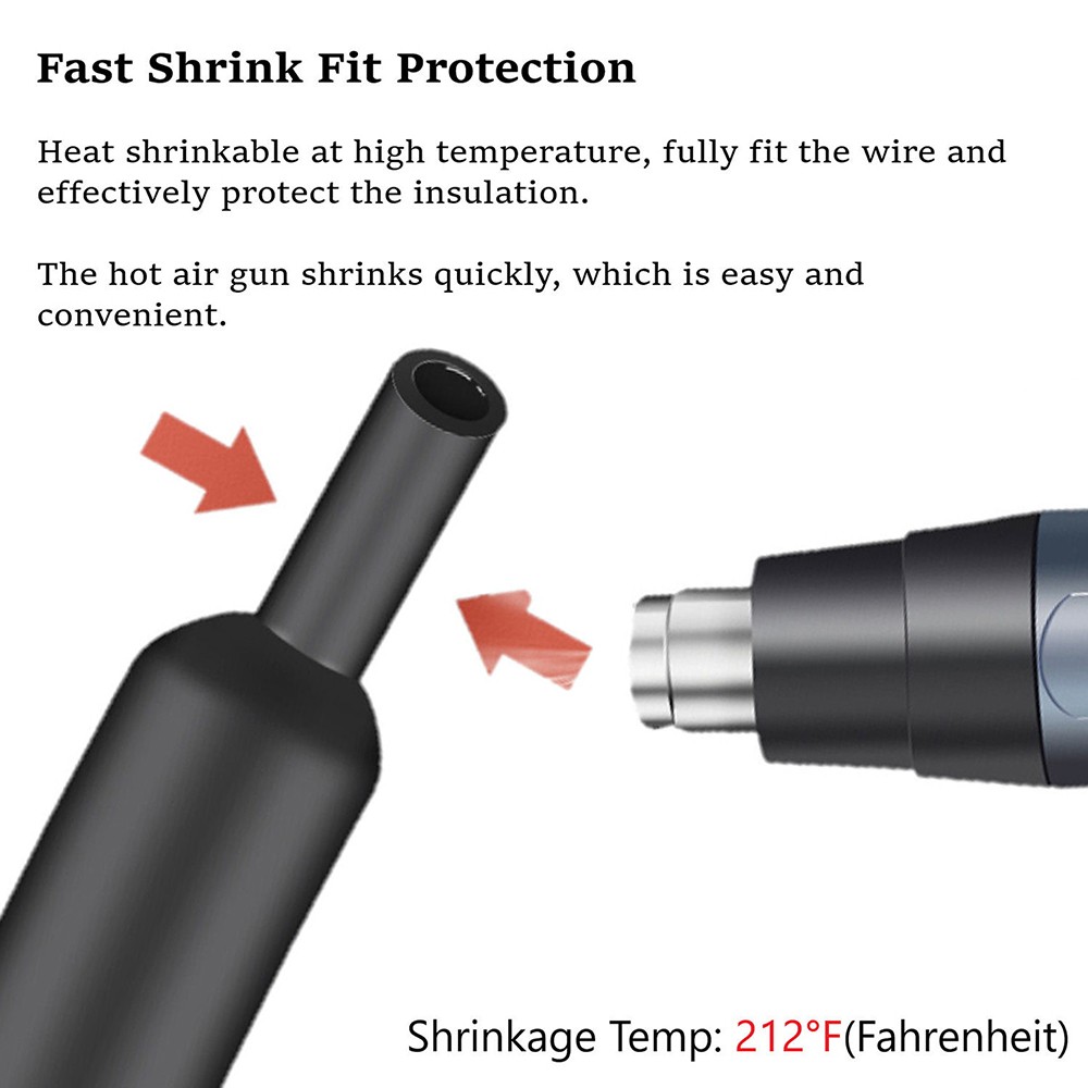 2:1 Heat Shrink Tubing Black Dual Wall Waterproof Glue Wires Wrap (LARGE SIZES)