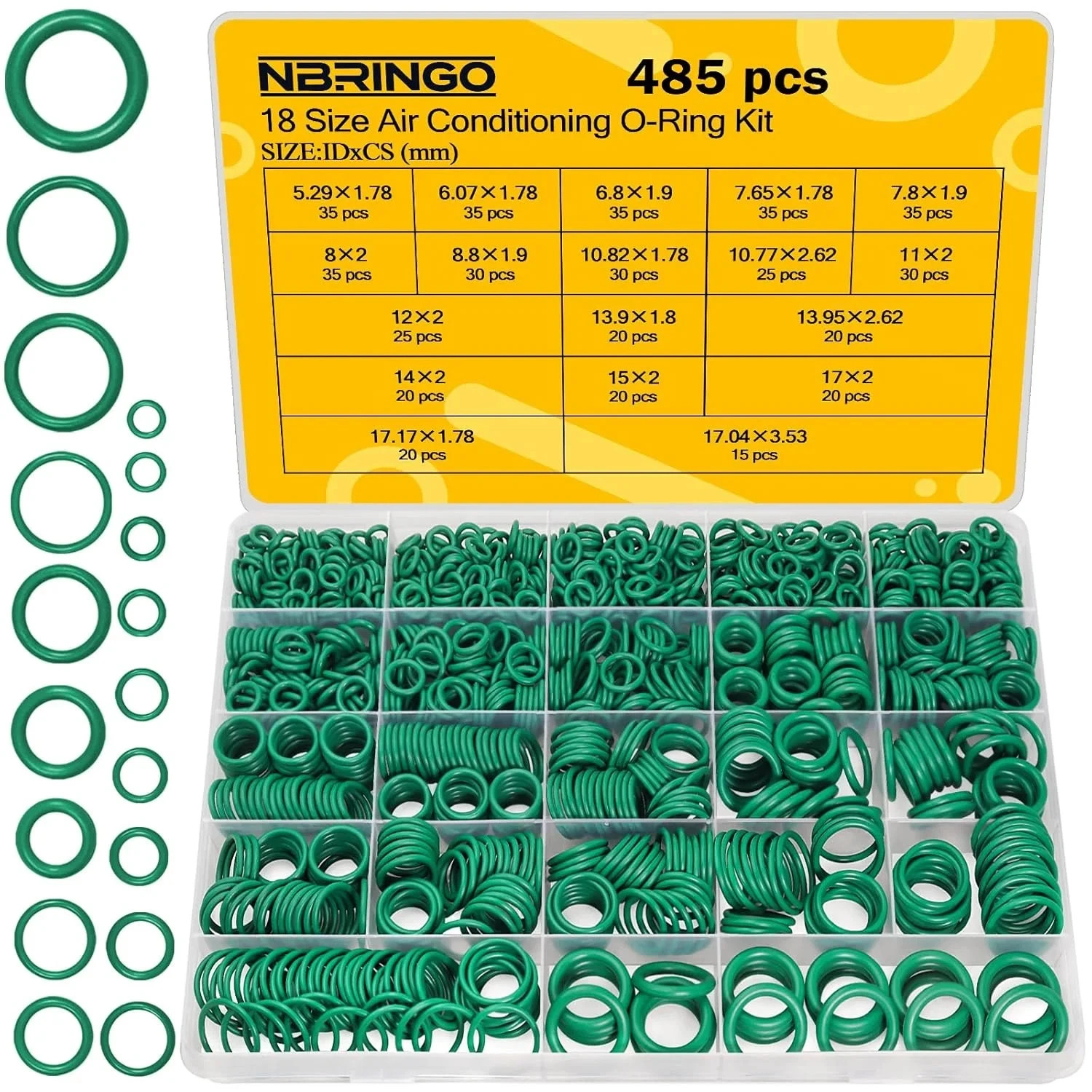 485 PCS Metric AC O Ring Kit – Automotive A/C System Seal Kit Compatible with R1