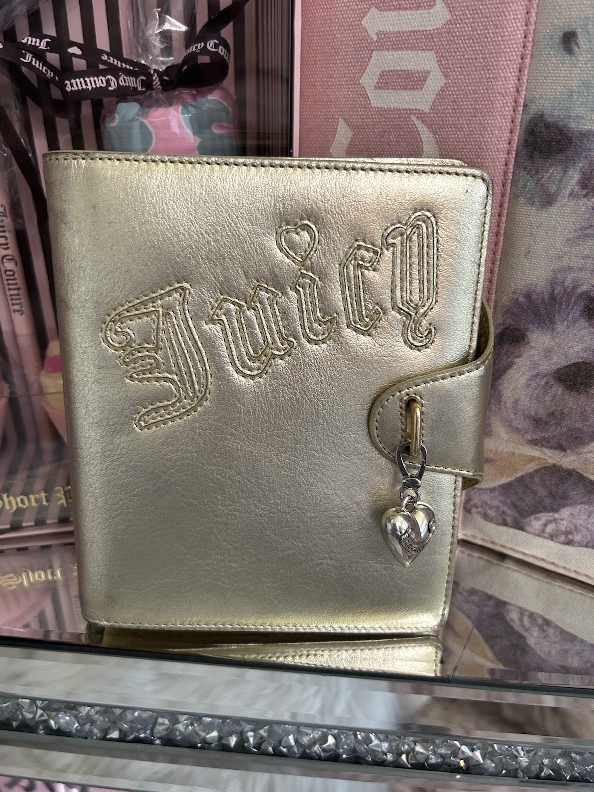 Y2K VINTAGE JUICY COUTURE METALLIC GOLD LEATHER JOURNAL DIARY RARE