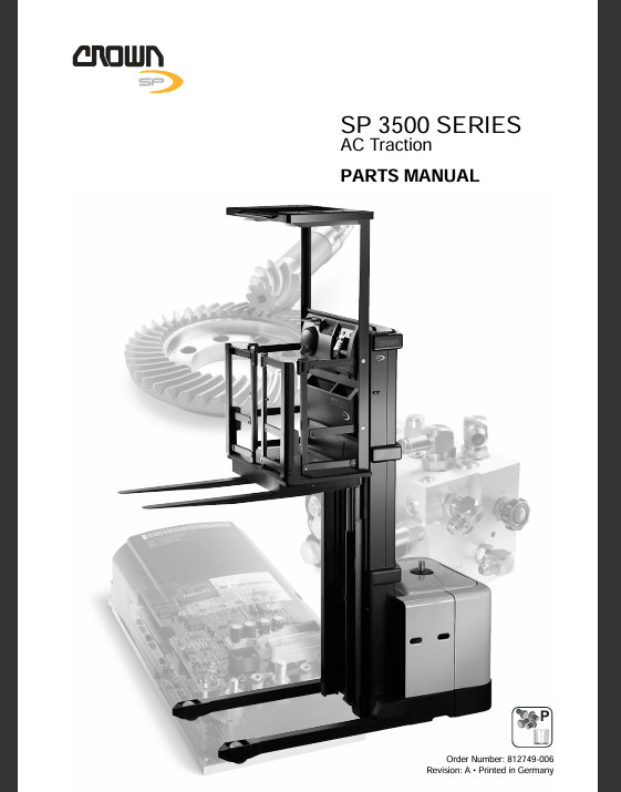 Crown SP3500 Series SP3505, SP3510, SP3511 Forklift Parts Catalog Manual PDF USB