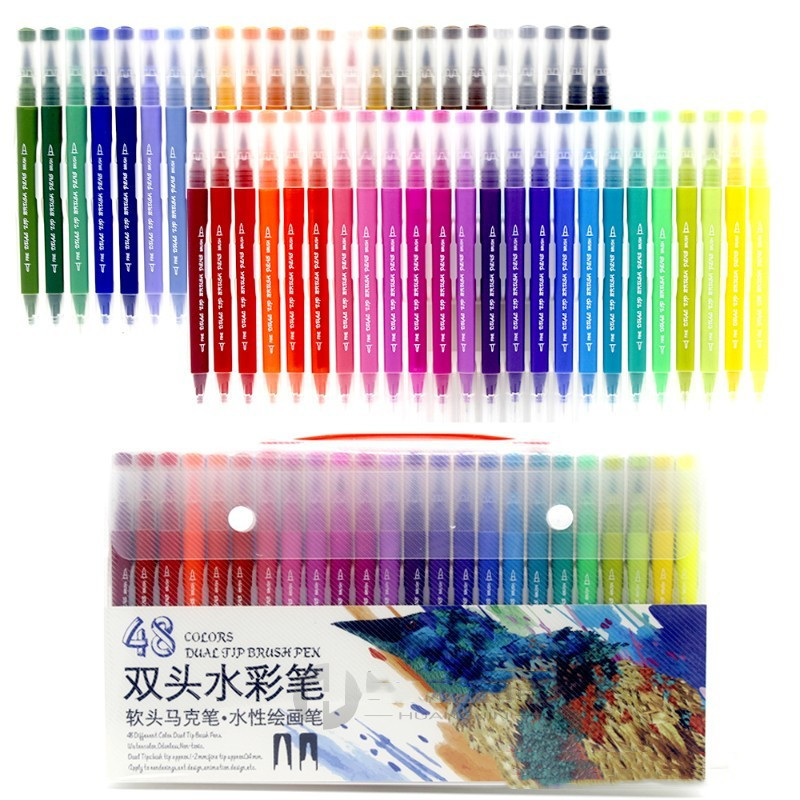 100 Colors Watercolor Dual Tip Brush Marker Pen Fineliner Ar