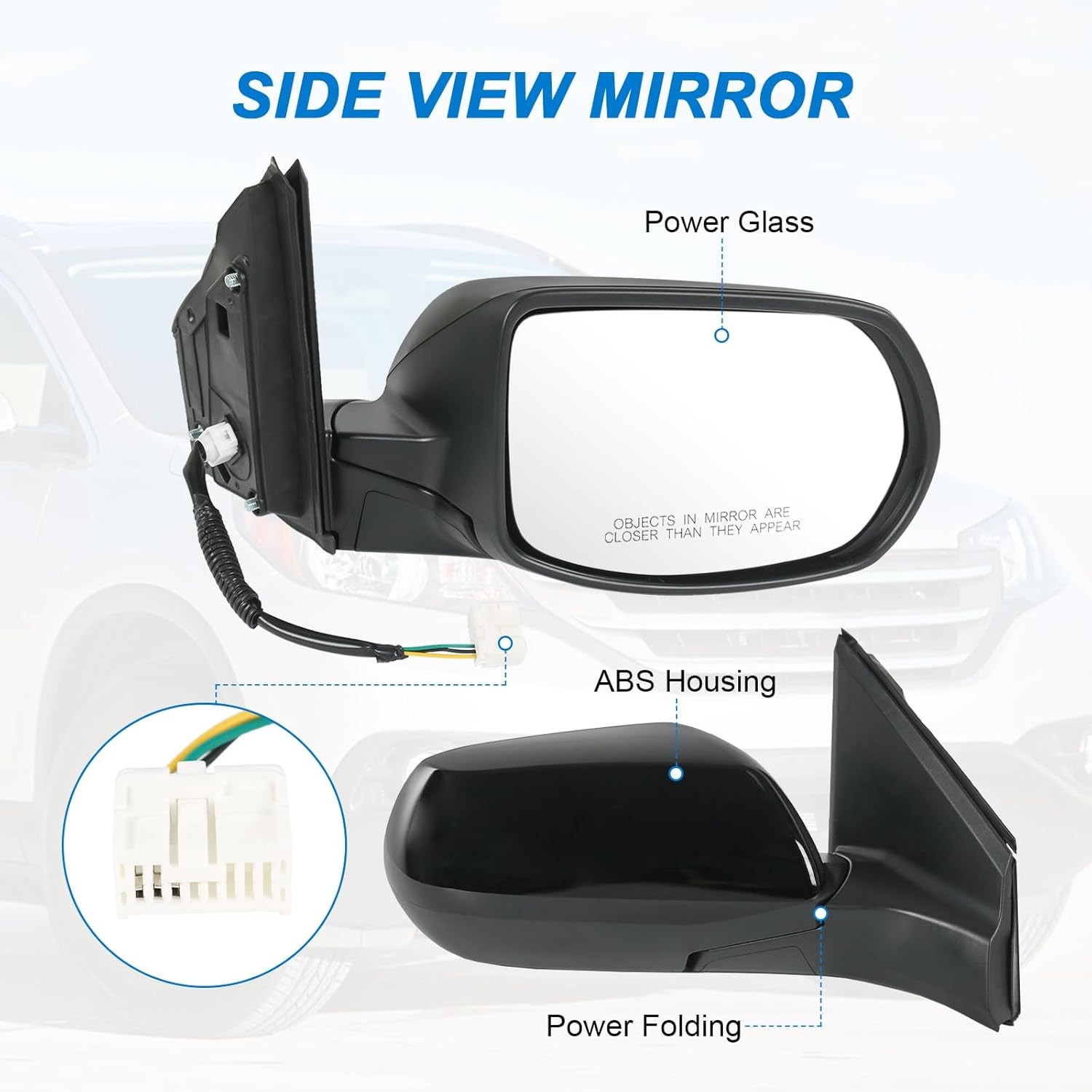Right Passenger Side View Mirror Compatible with 2012-2016 Honda CRV Power Glass