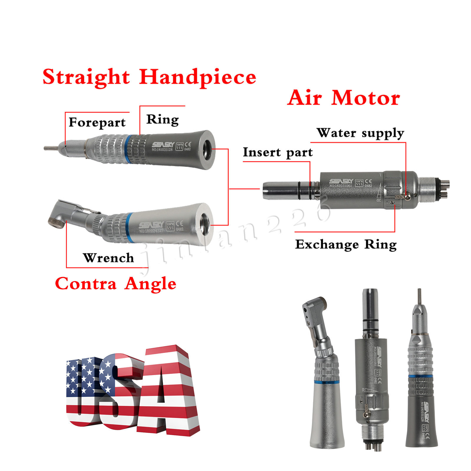 Dental (LED Fiber Optic) High Speed Handpiece / Coupler 4/6 Holes KaVo NSK Style