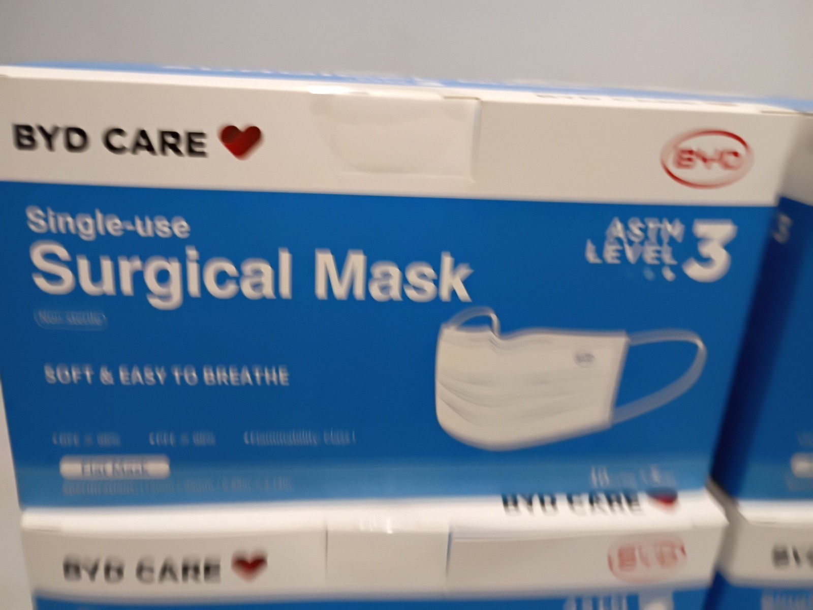 16 Boxes – BYD CARE Single-use Surgical Masks, One-size, Blue Box 50Pic Each Box