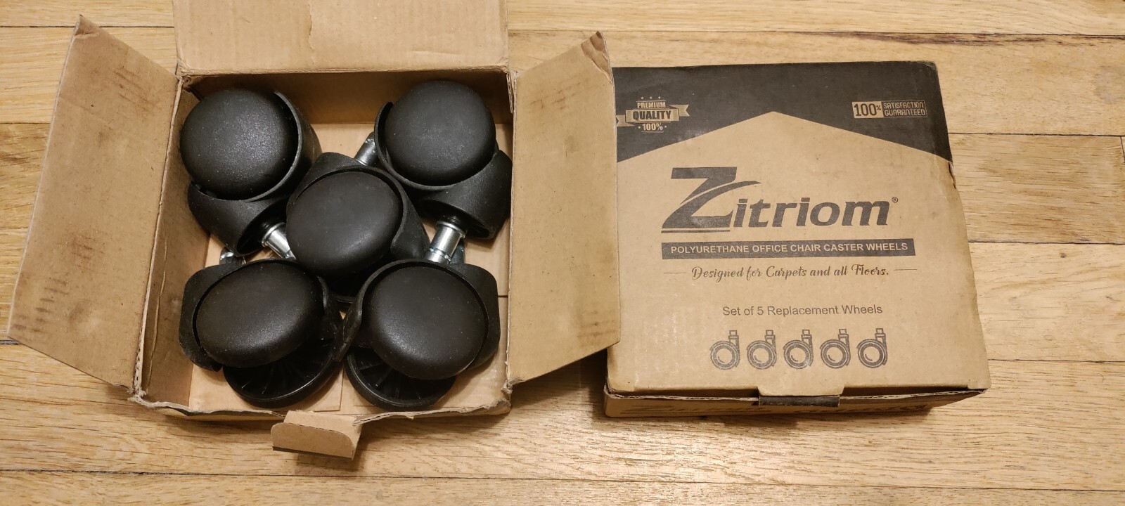 5 Pack of ZITRIOM OFFICE CHAIR CASTER WHEELS 11mm (7/16″) BLACK
