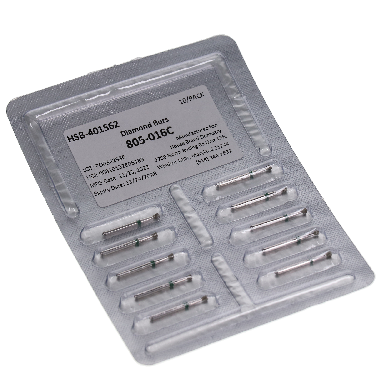 House Brand Dentistry 401562 FG 805-016C Inverted Cone Coarse Diamond Burs 10Pk