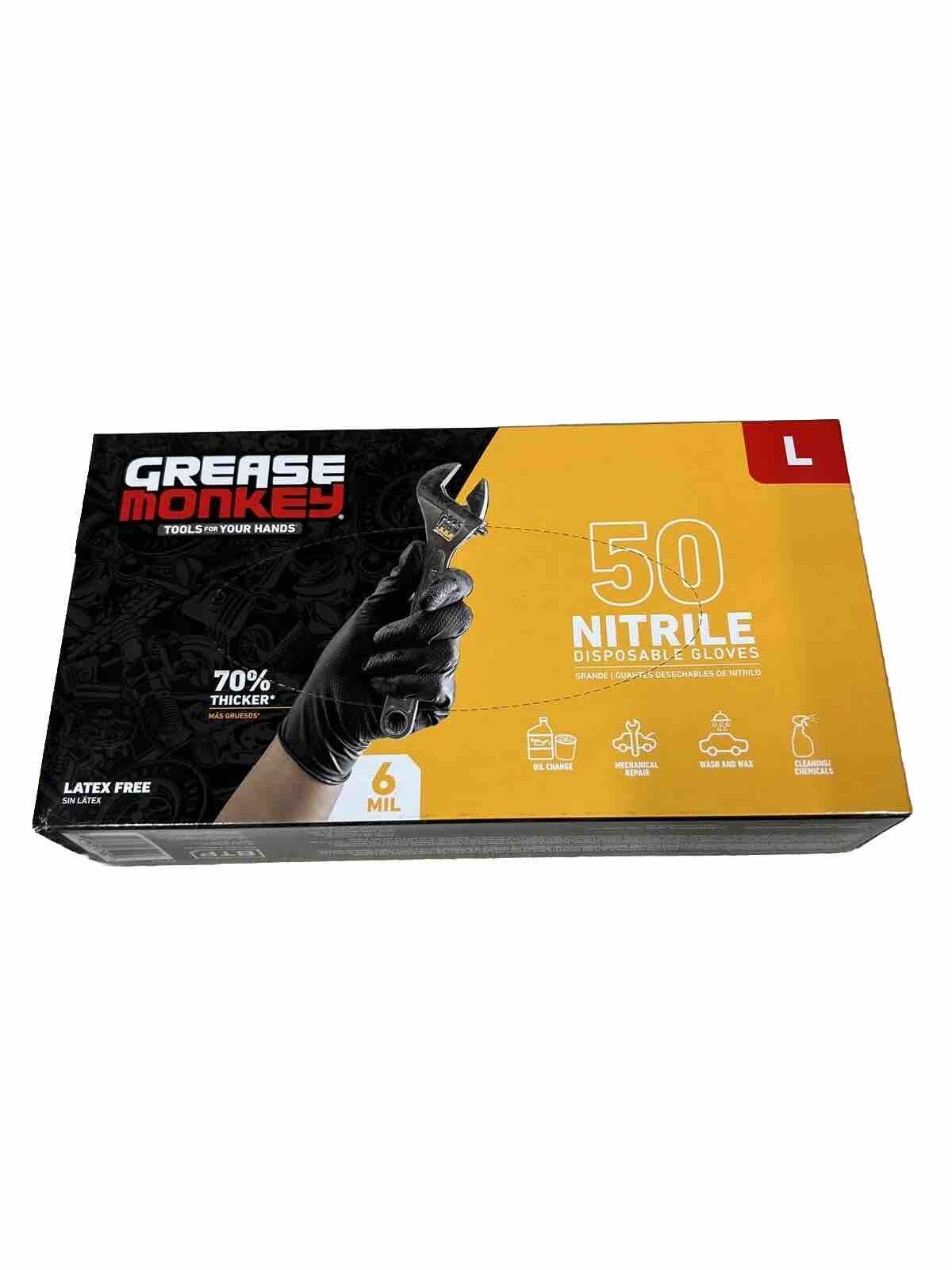 Grease Monkey Gorilla Grip Nitrile Gloves, Size Large 2 BOXES OF 50 (100 GLOVES)
