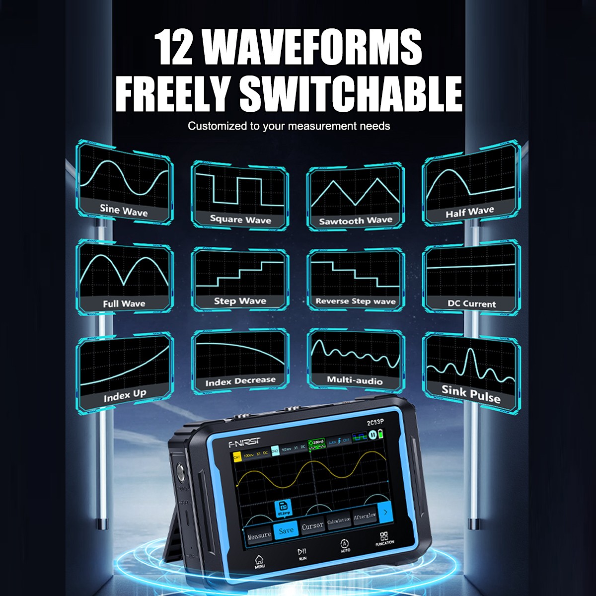 3-in-1 FNIRSI-2C53P LCD 2 Channel Signal Generator Digital Storage Oscilloscope