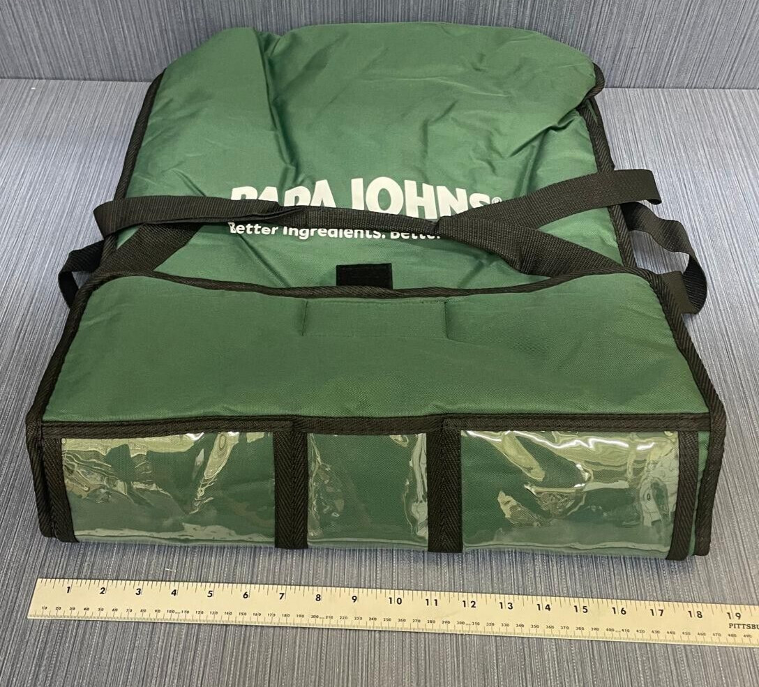 Papa John’s Green Large Pizza Delivery Bag Thermally Insulated Door Dash Etc.