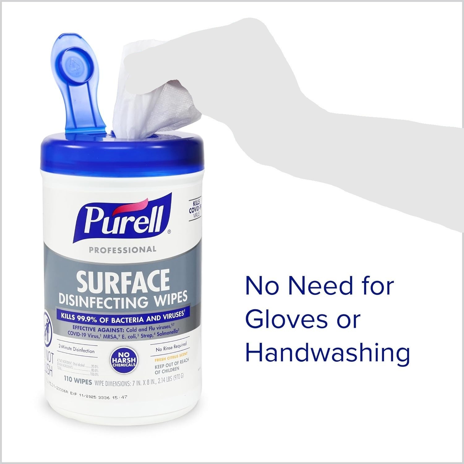 Pack of 6 Surface Disinfecting Wipes Citrus Scent, 110 Count Canister BB 12/2024