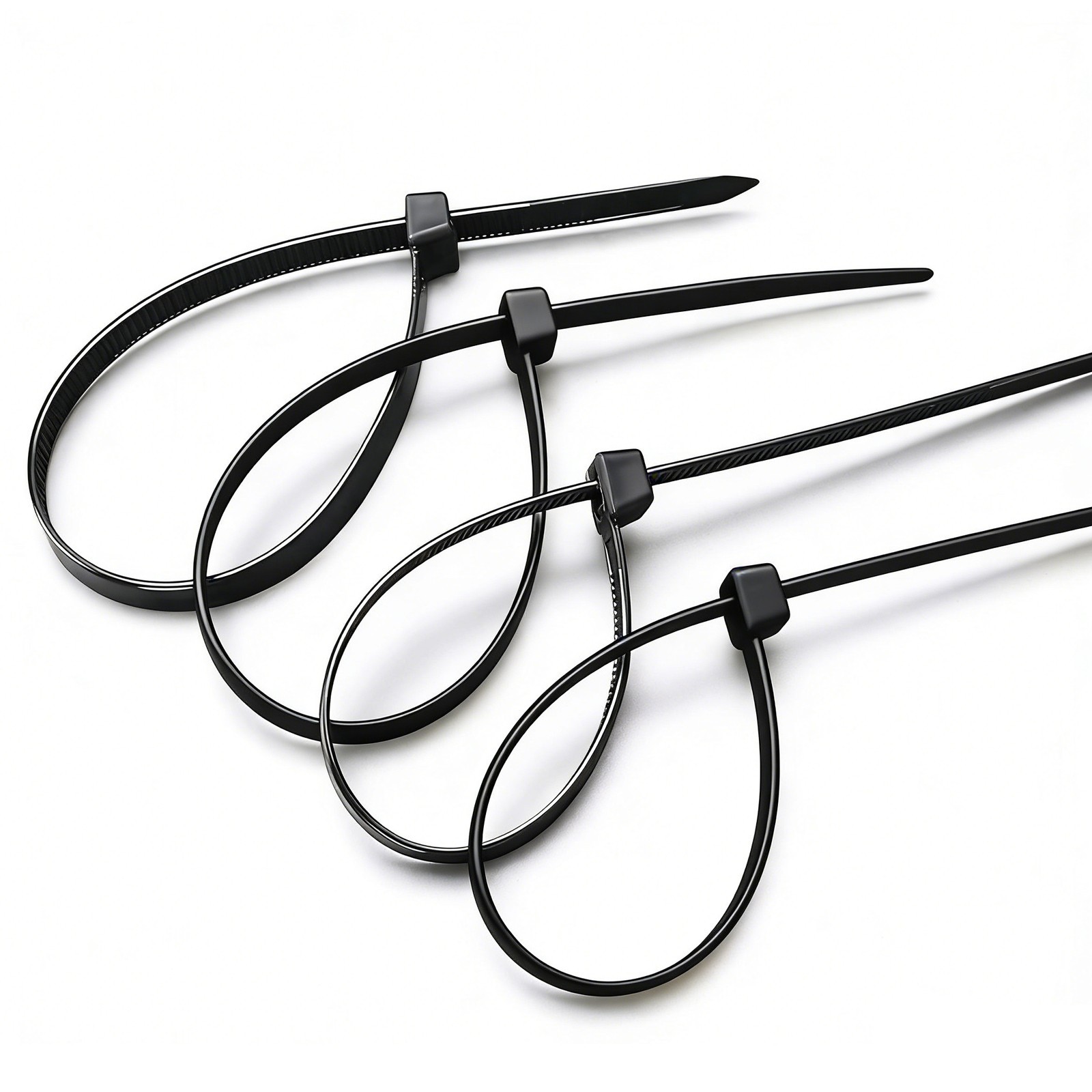 Zip Cable Ties Assorted Sizes(4”+6”+8”+12”) Heavy Duty Nylon Black UV Resistant