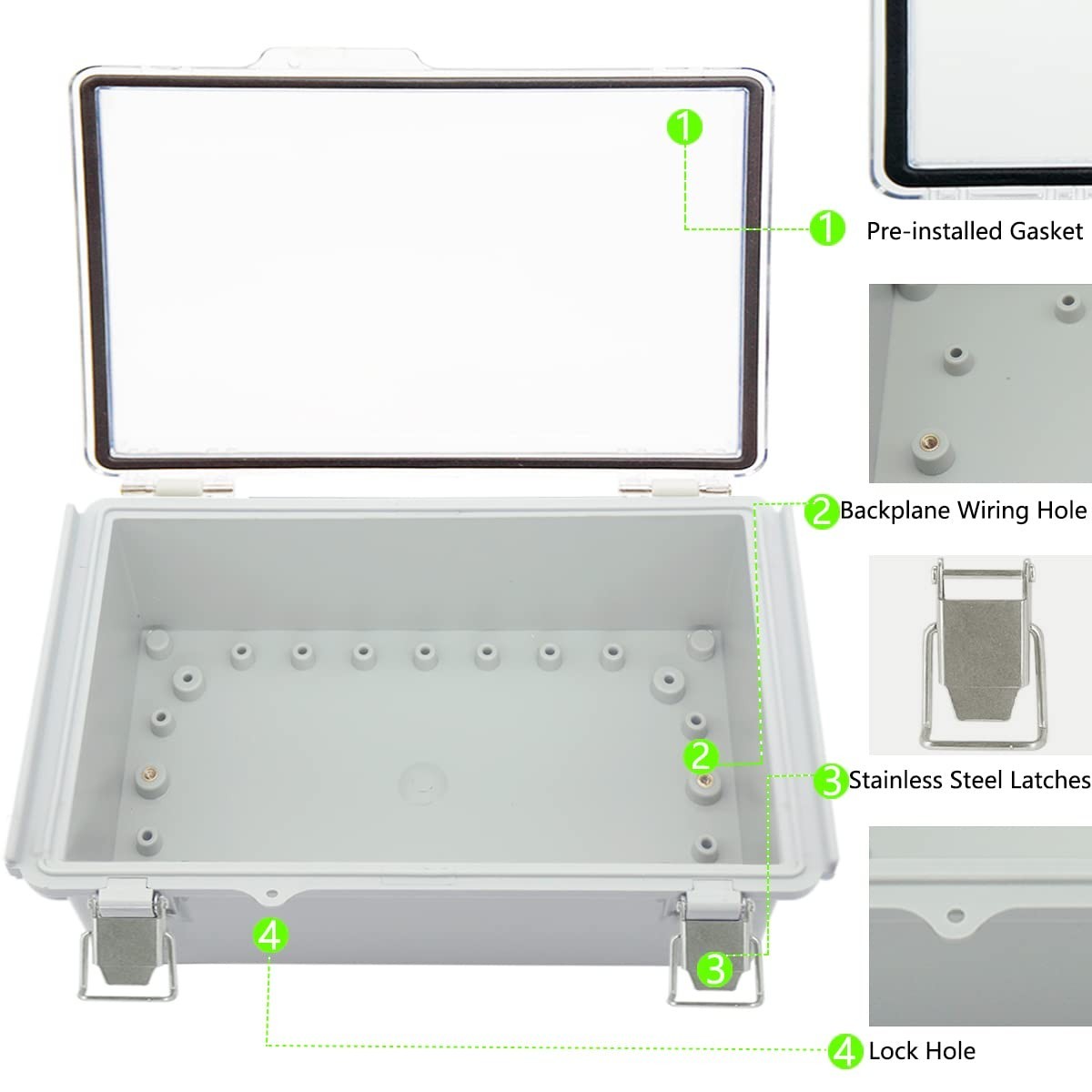 Junction Box ABS Plastic Dustproof Waterproof IP67 Electrical Boxes Hinged Shell