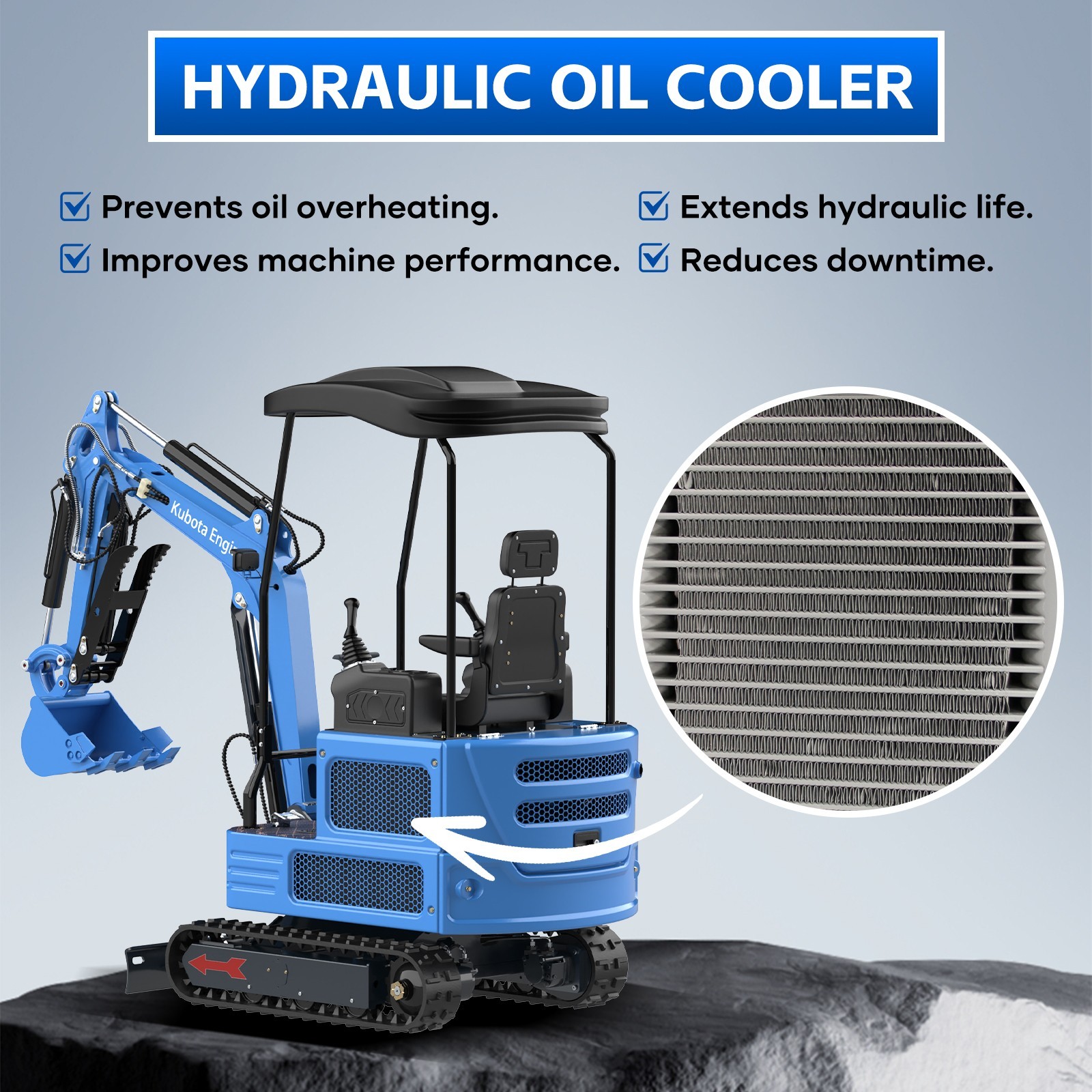1.8 Ton Mini Excavator 4000lbs KUBOTA Twin Cylinder Diesel Engine Crawler Digger