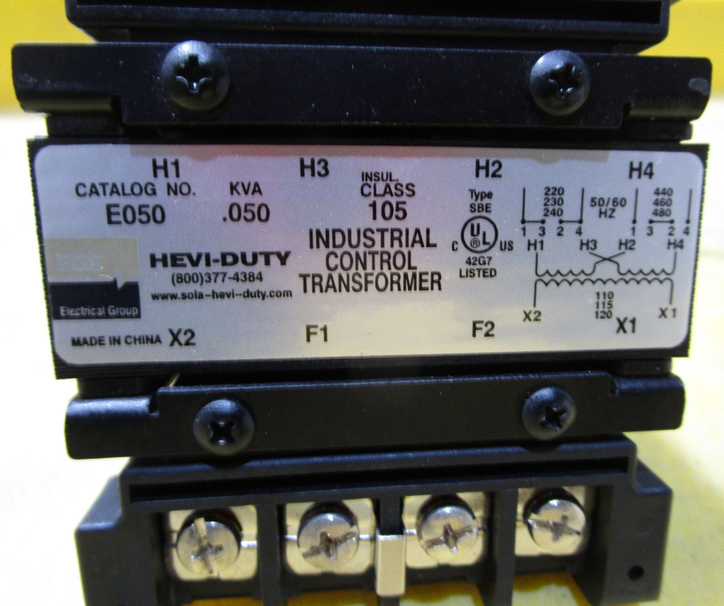EGS Hevi-Duty E050 Class 105 Industrial control transformer