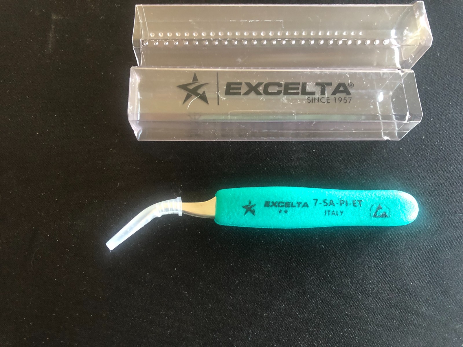 Excelta 7-SA-PI-ET Tweezers Soft Green Handles