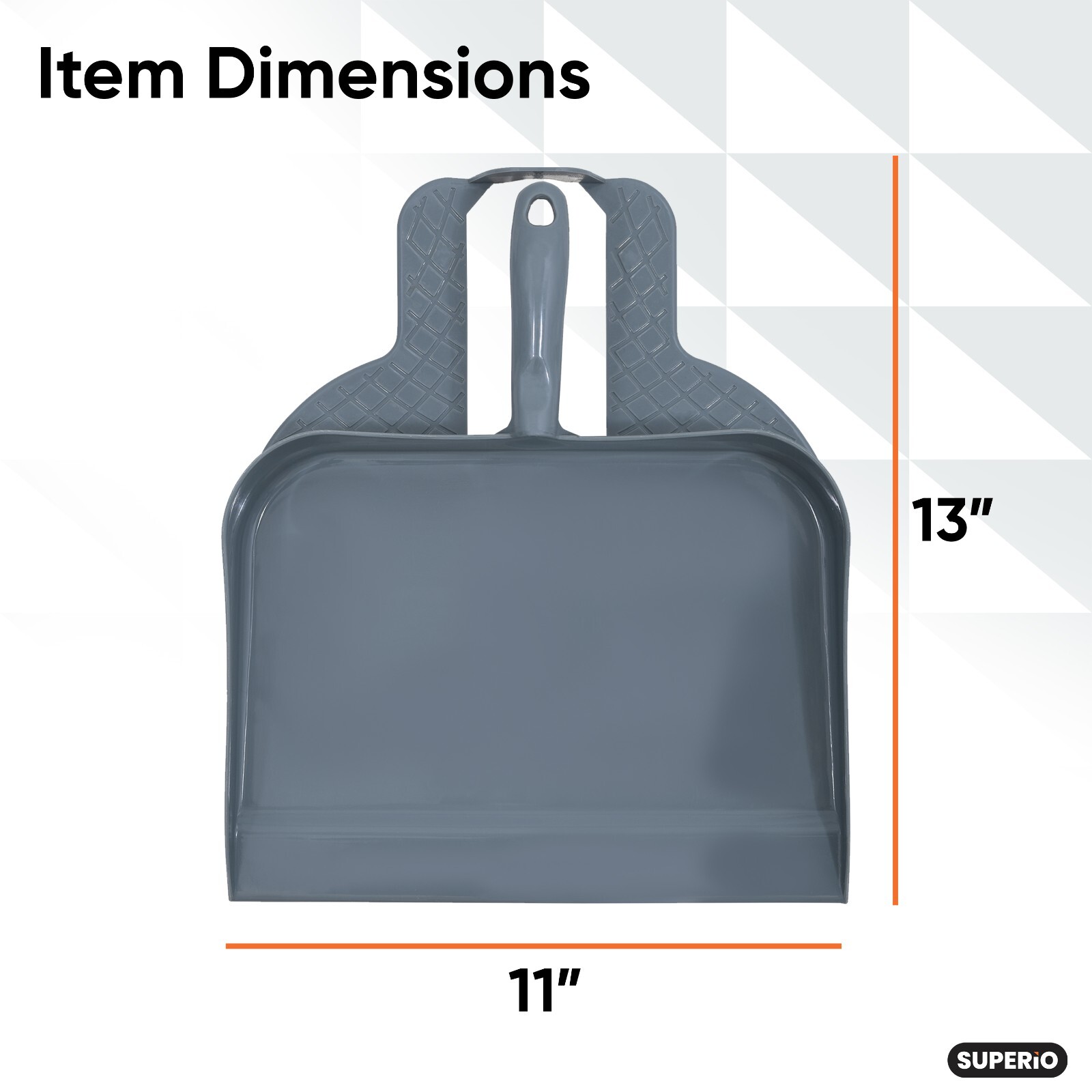 Superio Heavy-Duty Durable Plastic Step Dustpan for Indoor and Outdoor Use, Grey