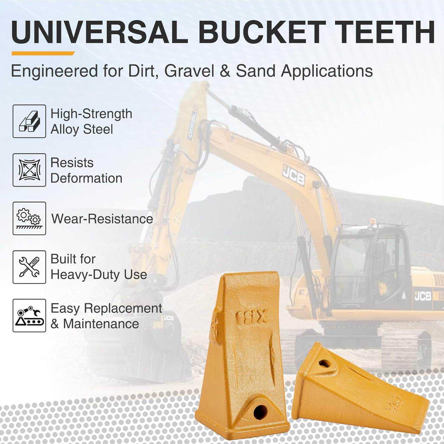 5Packs X156 Mini Excavator Bucket Teeth for Skid Steer and Mini Excavators