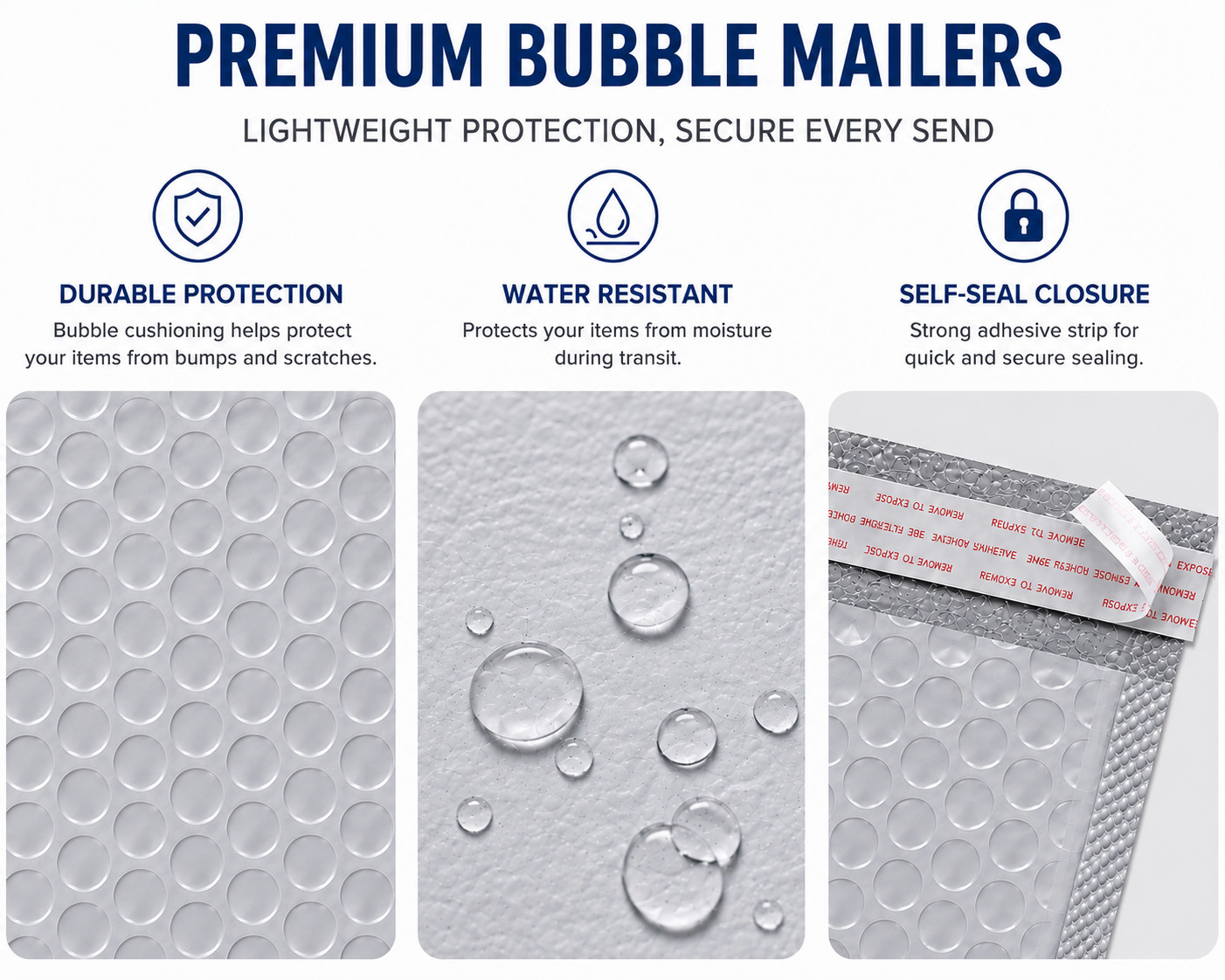 Poly Bubble Mailers Cushion Shipping Envelopes Self Adhesive Mailers Bags Gray