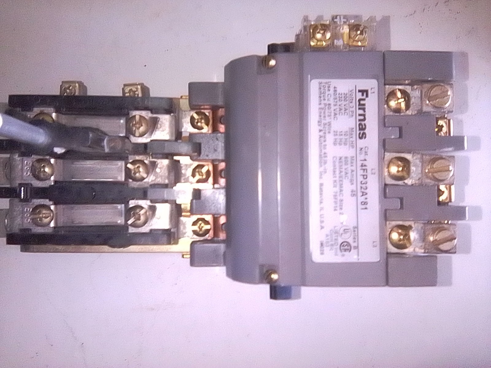 FURNAS 14FP32A*81 NEMA Size 2 FVNR Motor Starter, 3 Phase, 200-575vac, 120v Coil