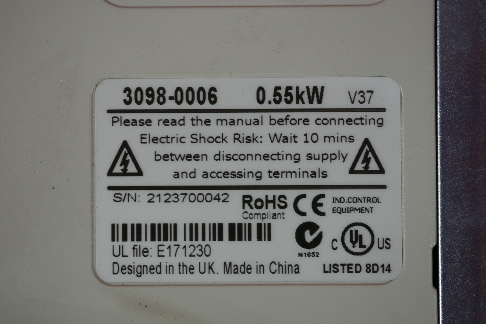 Control Techniques SP0402 Unidrive 3098-0006 0.55 + STDV44 EXCELLENT!!!