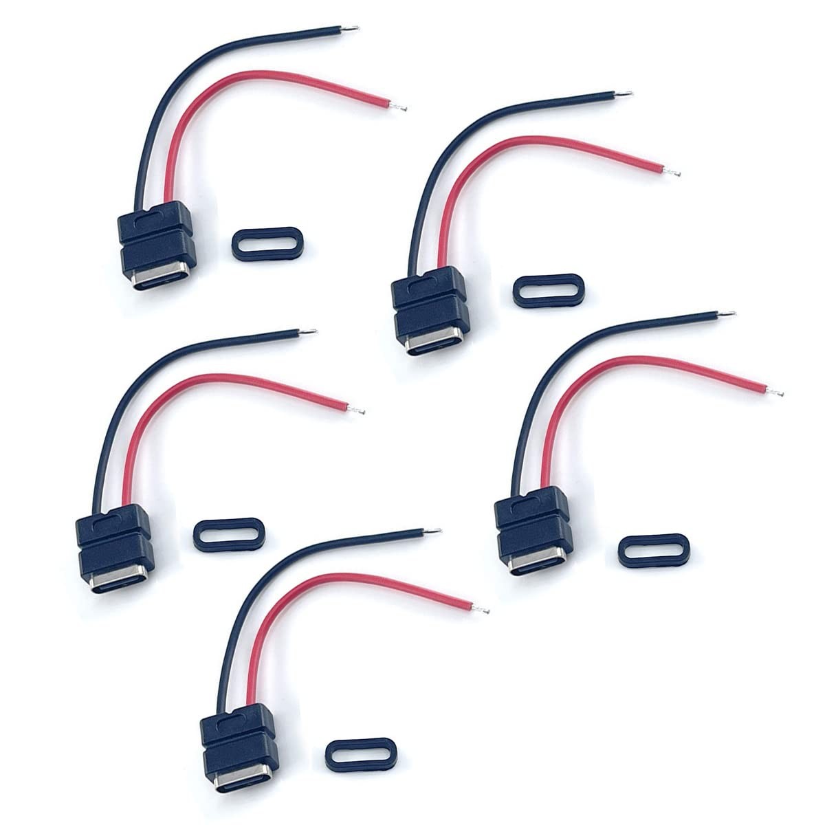 5 Pack Type-C Female Chassis with 2 Pin Wire USB C Female Socket Connector Pa…