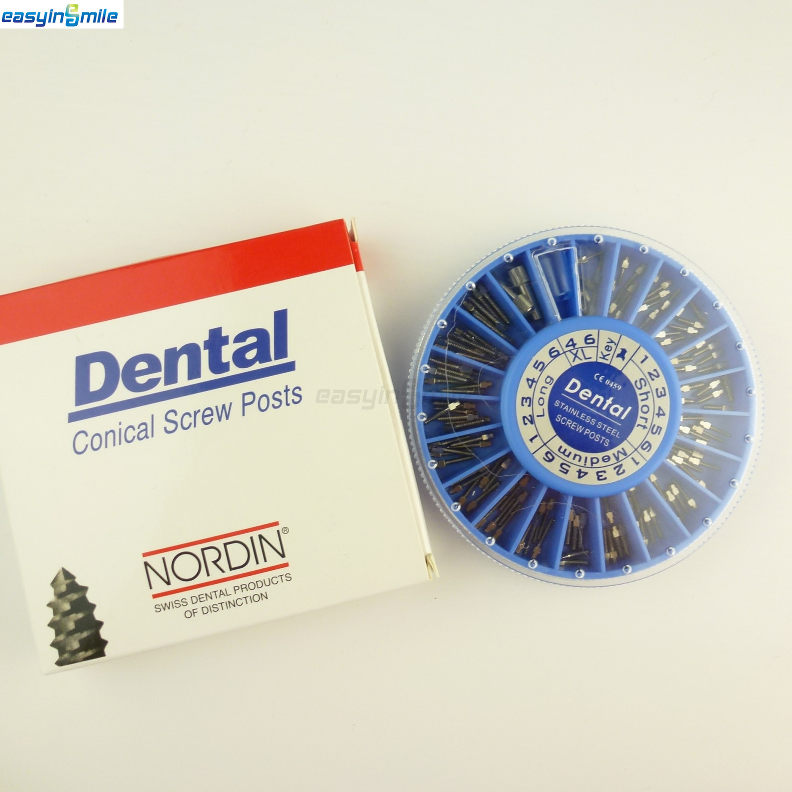 Dental Stainless Steel Endo Screws Conical Screws Posts Assorted Kit 120pcs&2Key