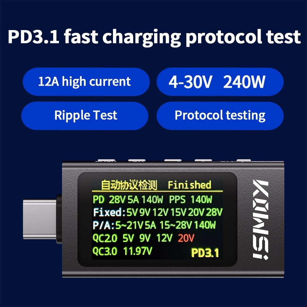 USB C Tester USB C Power Meter Tester,Digital Multimeter with LCD Display,Dig…