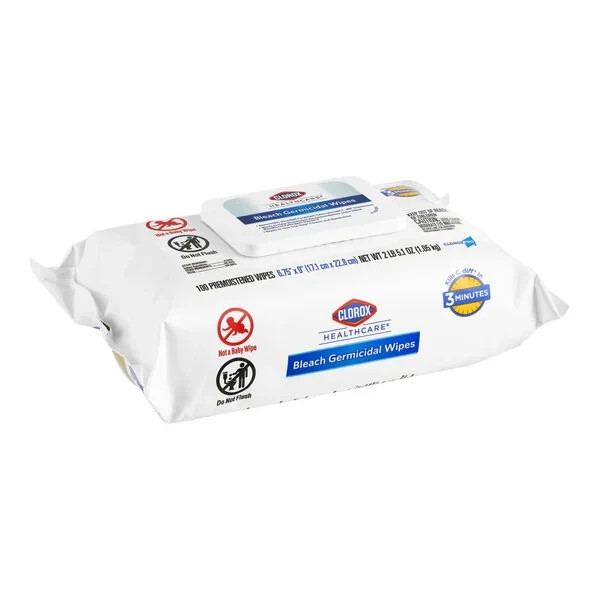 Clorox 32621 Bleach Germicidal Wipes – Unscented/White (6/Carton)