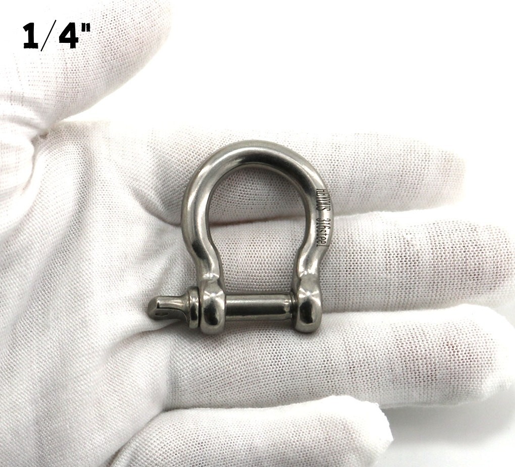 6 Pack 1/4″ Stainless Steel D-Ring Shackle Heavy Duty Screw Pin Anchor Shackle