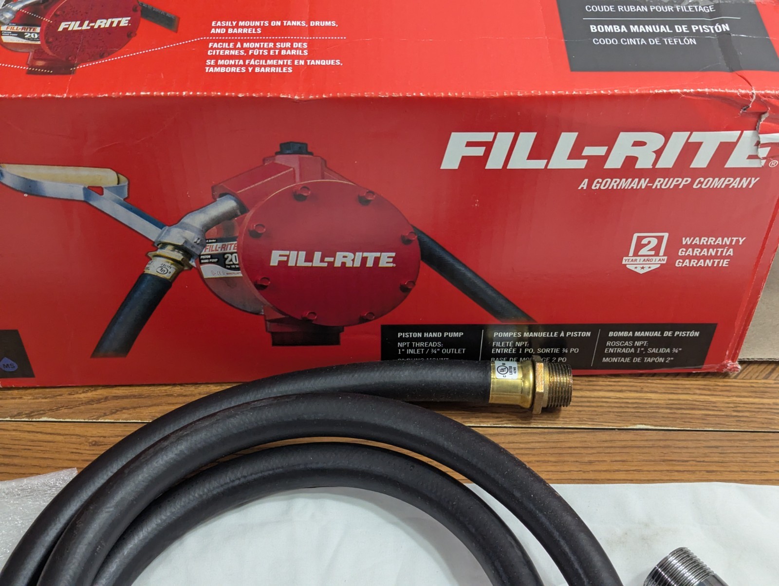 Fill-Rite FR152 Piston Hand Operated Fuel Transfer Pump & Nozzle Spout