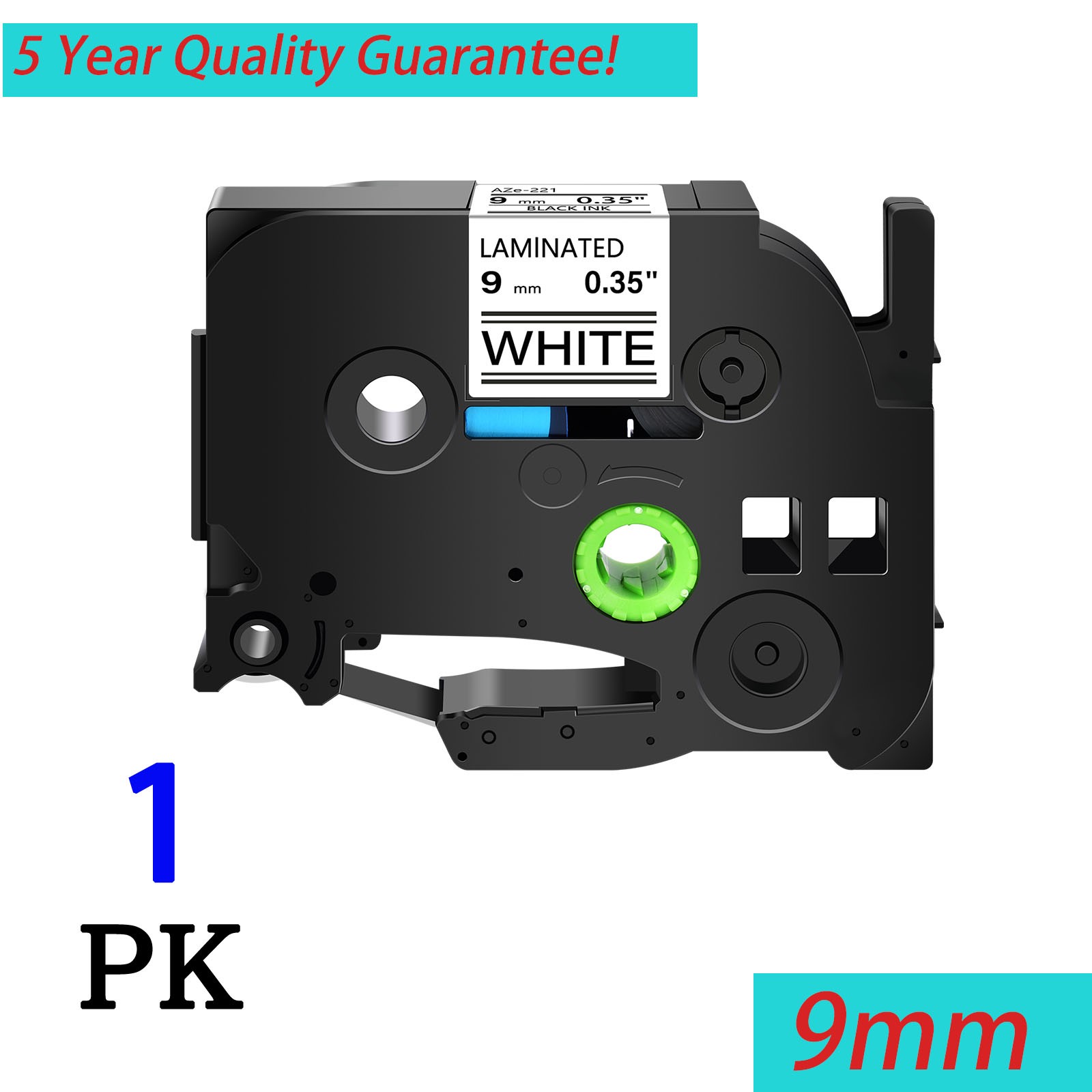 TZ TZE-221 Multiple options Fit Brother P-Touch PT-1910 1610 Black on White 9mm