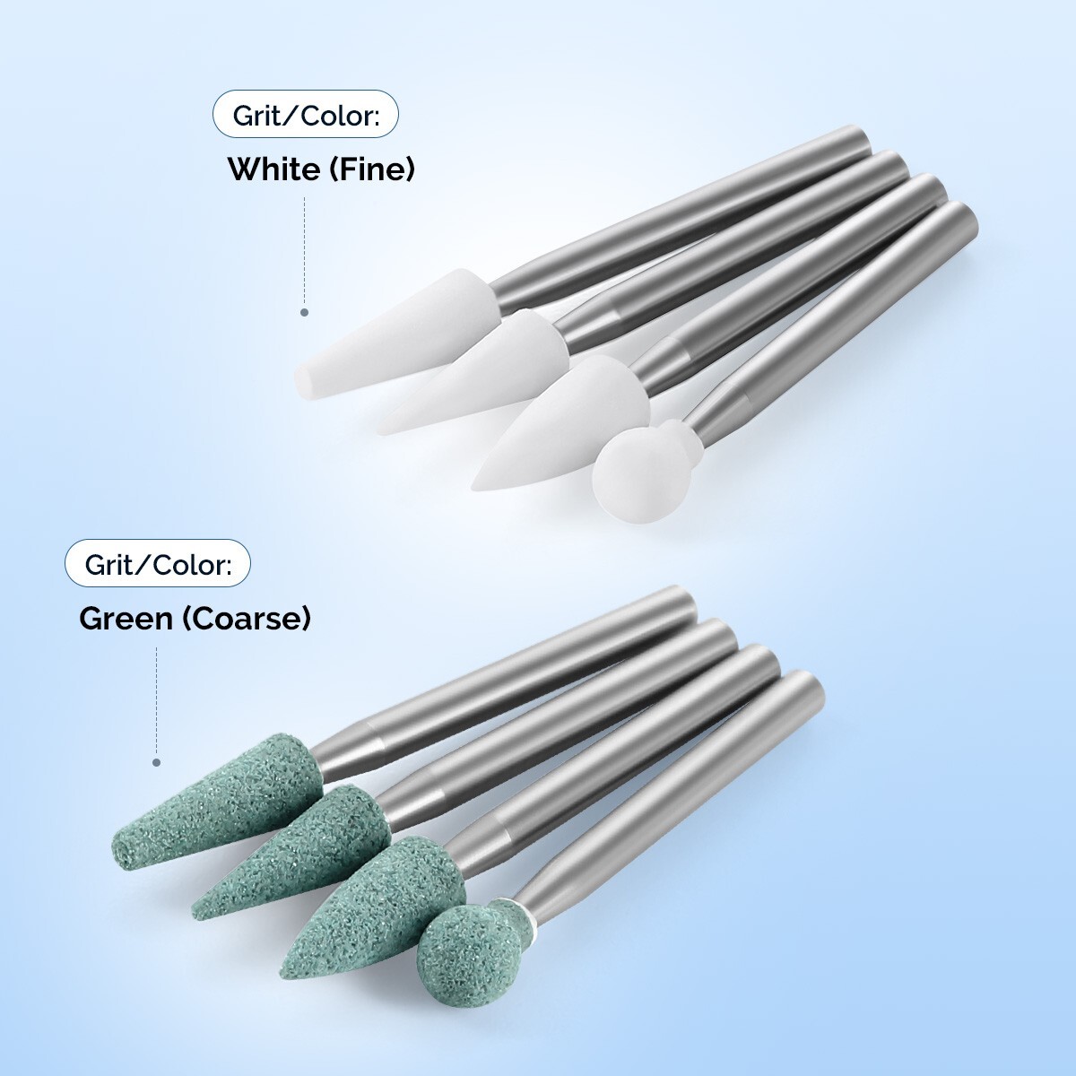 Dental LED Fiber Optic High Speed Handpiece /FG Polishing Burs White/Green Stone