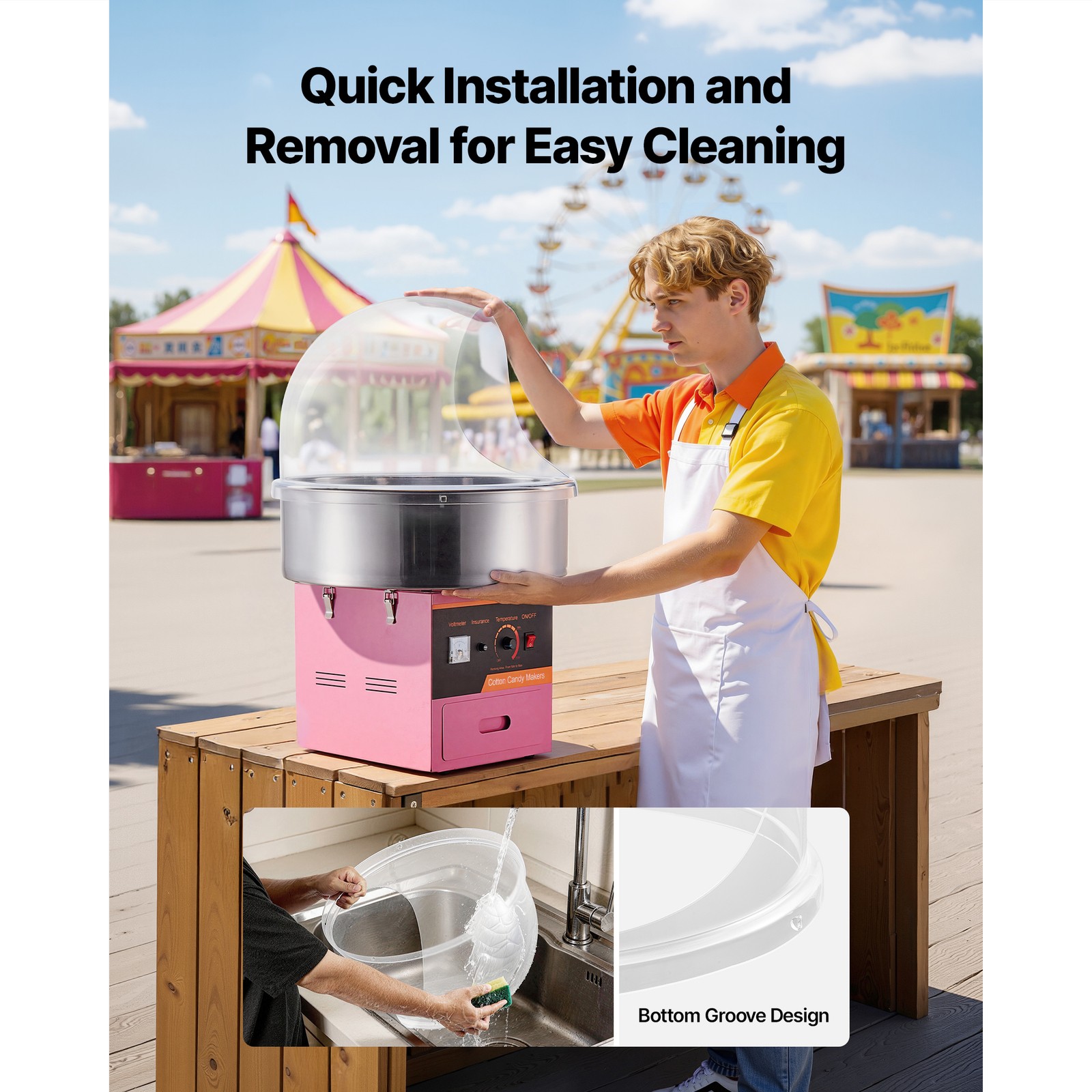 Uimoso Transparent Acrylic Dome Shield for Cotton Candy Machines