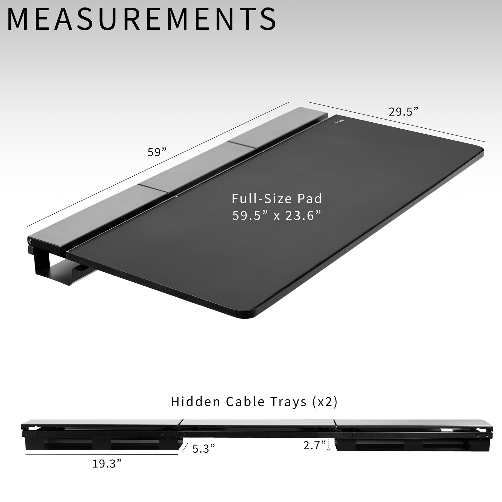 VIVO Black 60″ x 30″ Concealed Cable Table Top w/ Pad for Standing Desk Frames