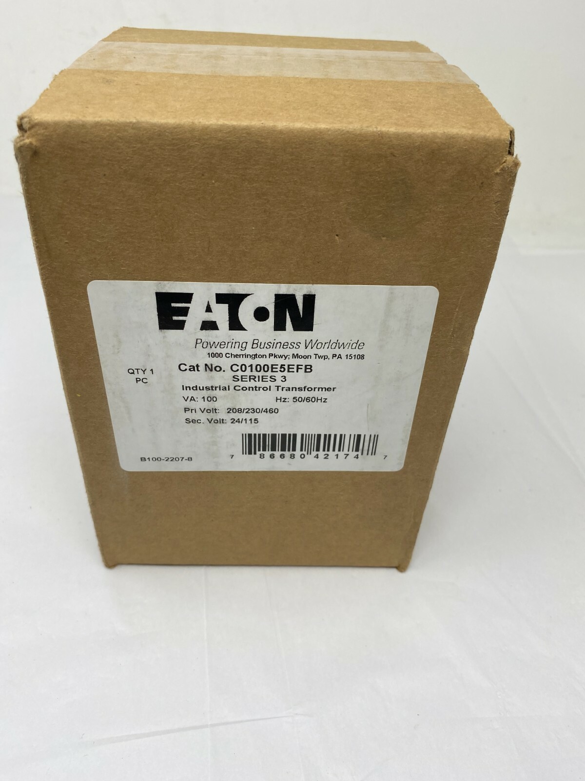 Cutler-Hammer Eaton C0100E5EFB Control Transformer 100VA P-208/230/460V S-24/115