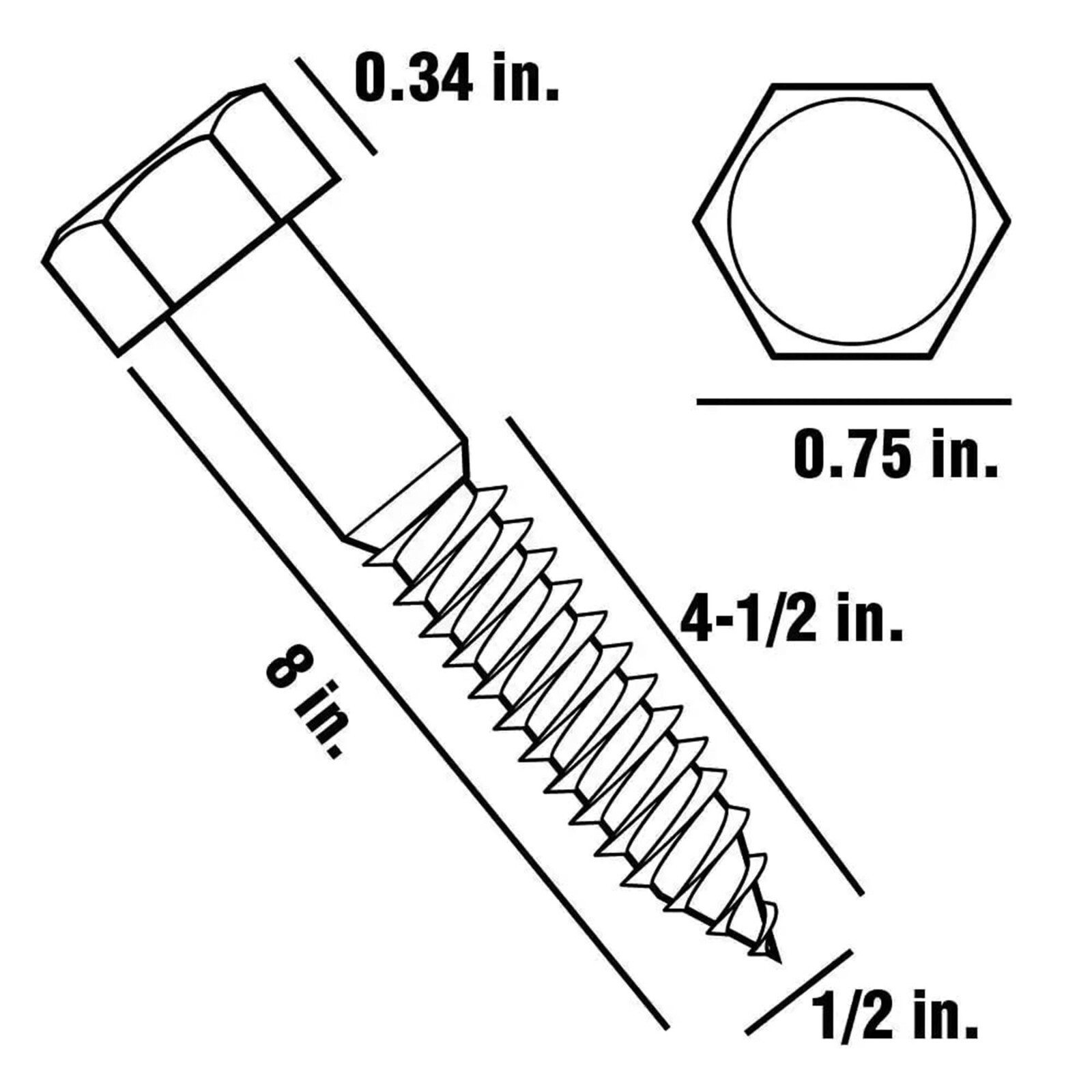 Electriduct 8″ x 1/2″ Lag Bolts with Lag Shield Anchors for Concrete Fastening
