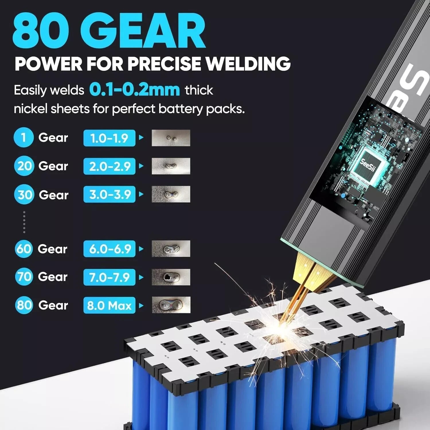 Battery Spot Welder 5000mAh Battery Portable Led Spot Welder for 18650 26650