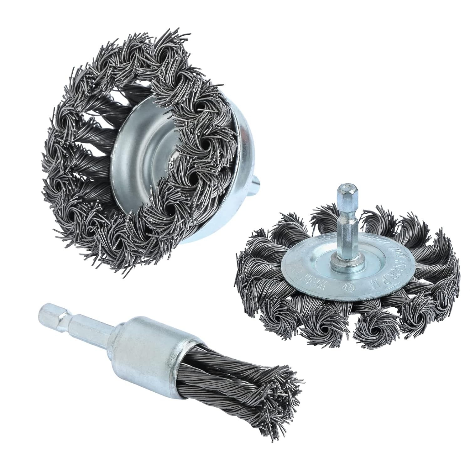 Professional 3-Piece Knotted Wire Brush Set – Ideal for Heavy-Duty Cleaning