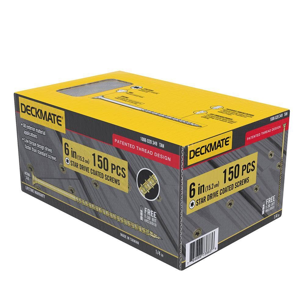 (20) Deckmate ¼ in. x 6 in. Tan Star Drive Flat-Head Wood Deck Screws