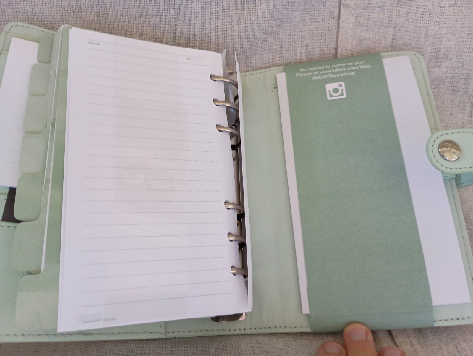 NIB Kikki K Teal Green Silver Leather Personal Planner Notebook Calendar