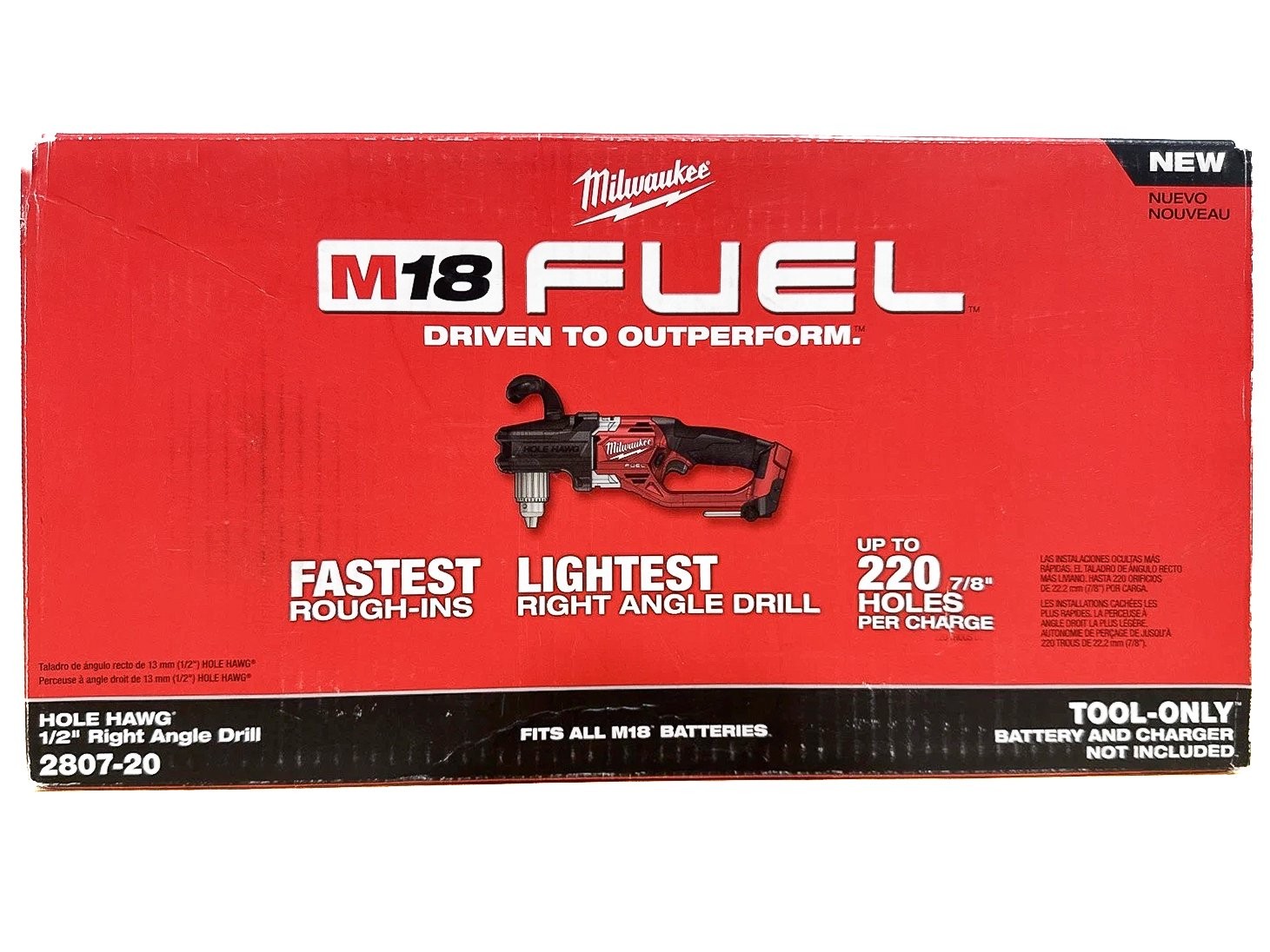 Milwaukee 2807-20 M18 FUEL Hole Hawg 1/2″ Right Angle Drill – Bare Tool
