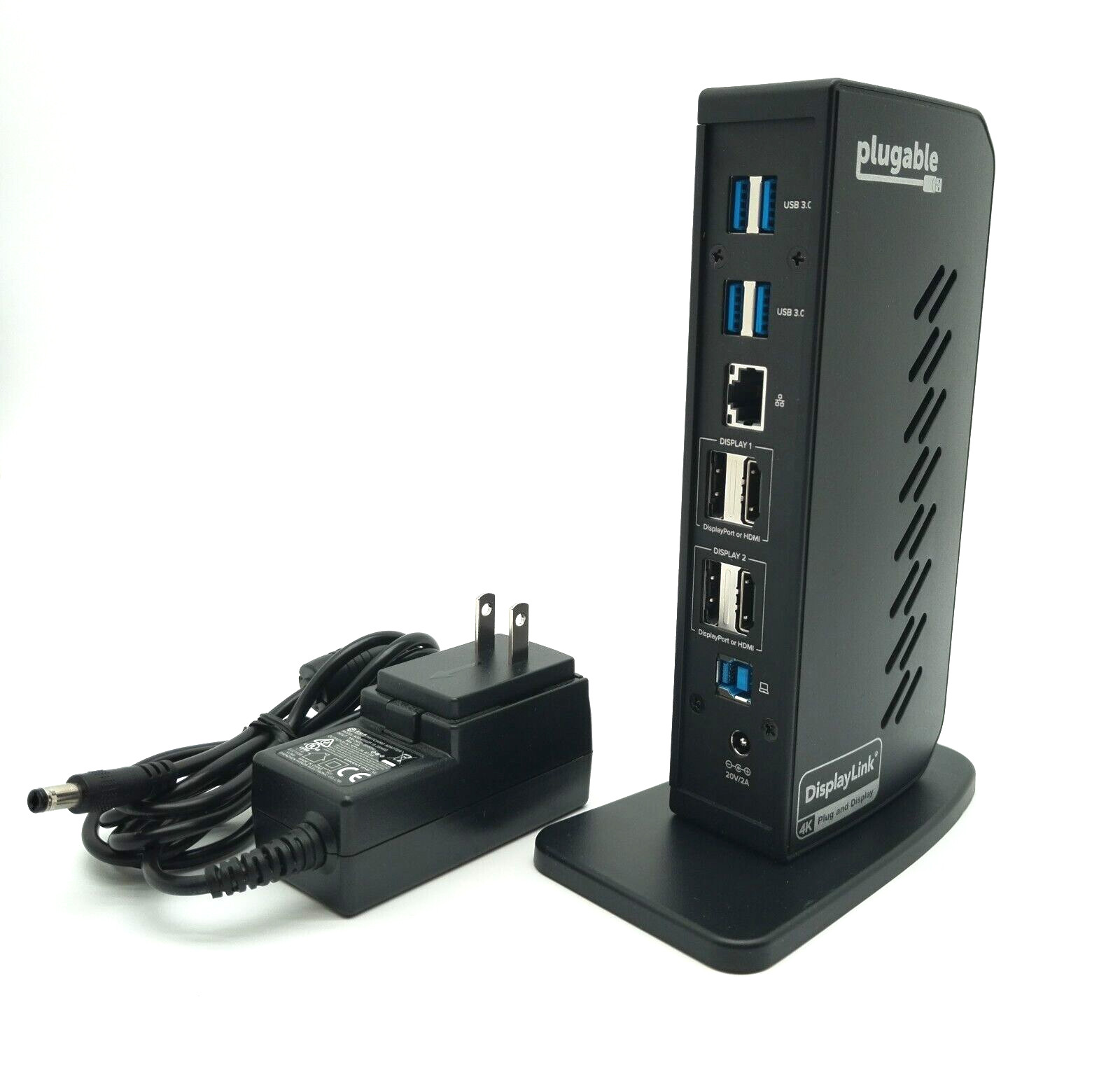 PLUGABLE UD-6950Z USB 3.0 AND USB-C Dual 4K DISPLAY DOCKING STATION w  ADAPTER
