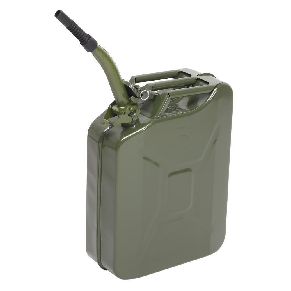 Practical Fuel Can 5 Gal 20 L Green Steel Gasoline Gas Fuel Tank Emergency