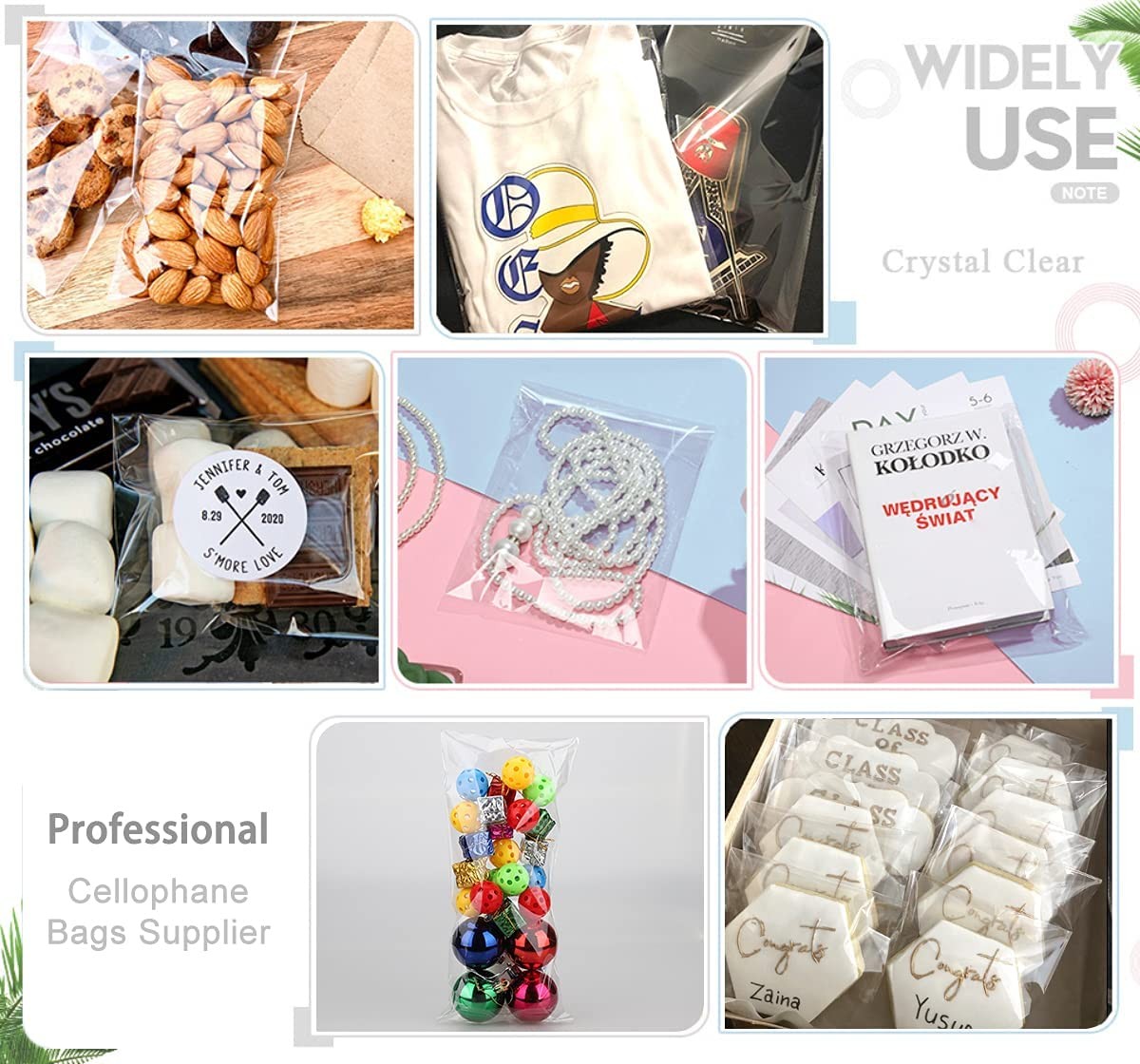 Self Sealing Cellophane Bags 100 Pcs 4.5×9.5 Inch Cookie Seal Gift Wrapping