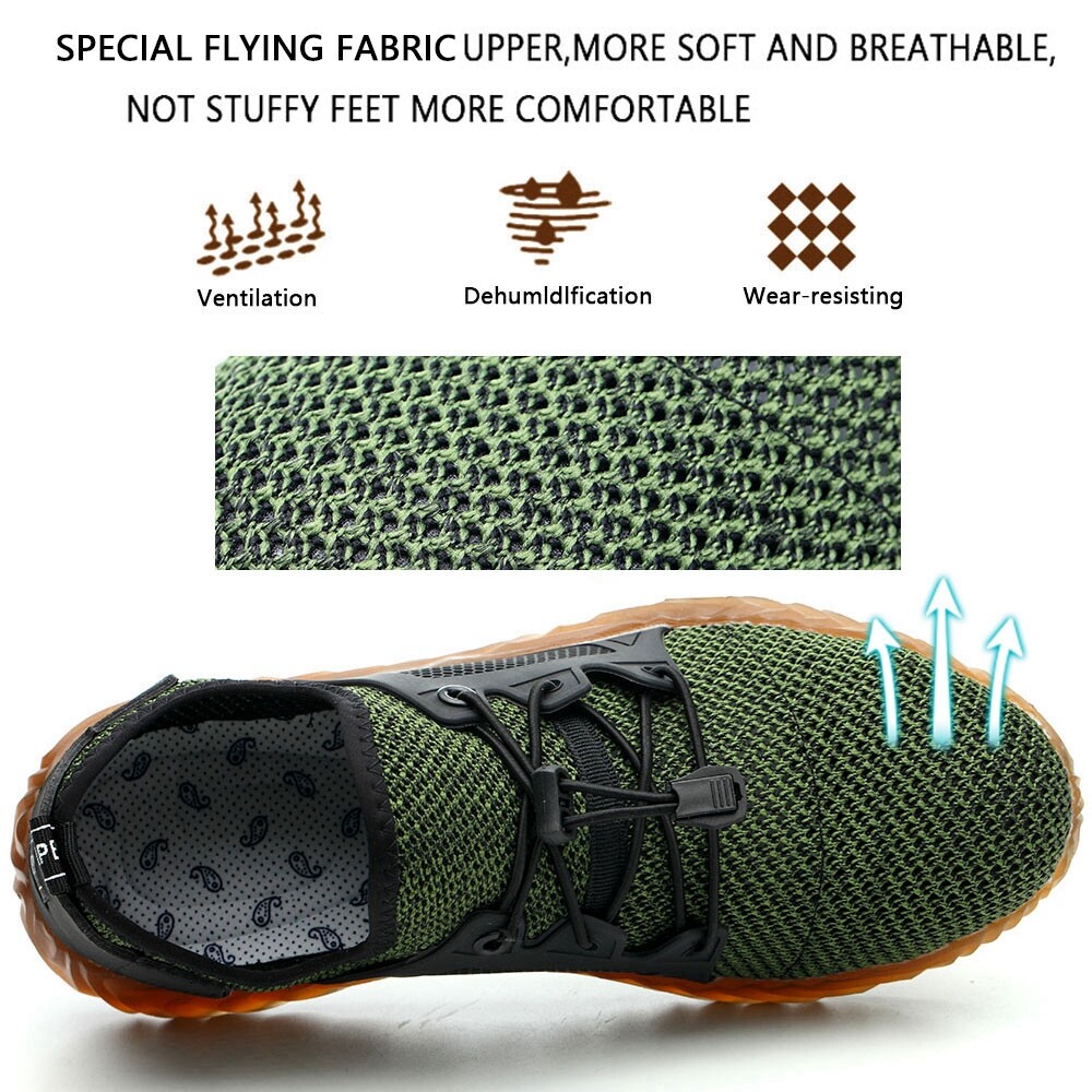 Mens Mesh Safety Shoes Steel Toe Work Boots Indestructible Lightweight Sneakers