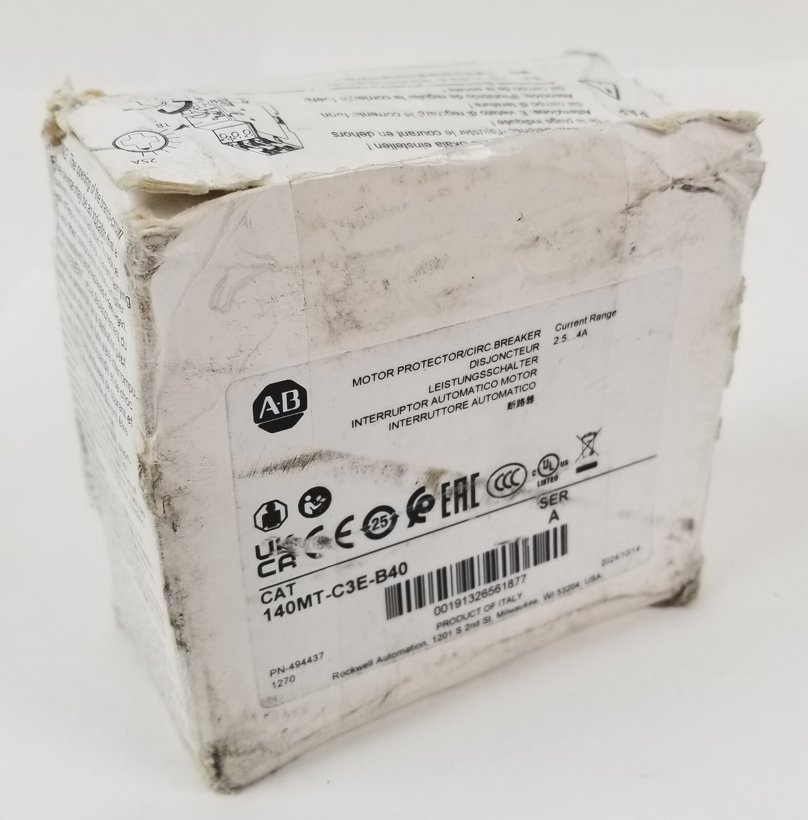 Allen-Bradley 140MT-C3E-B40 Motor Protection Circuit Breaker 2.5-4Amp NEW