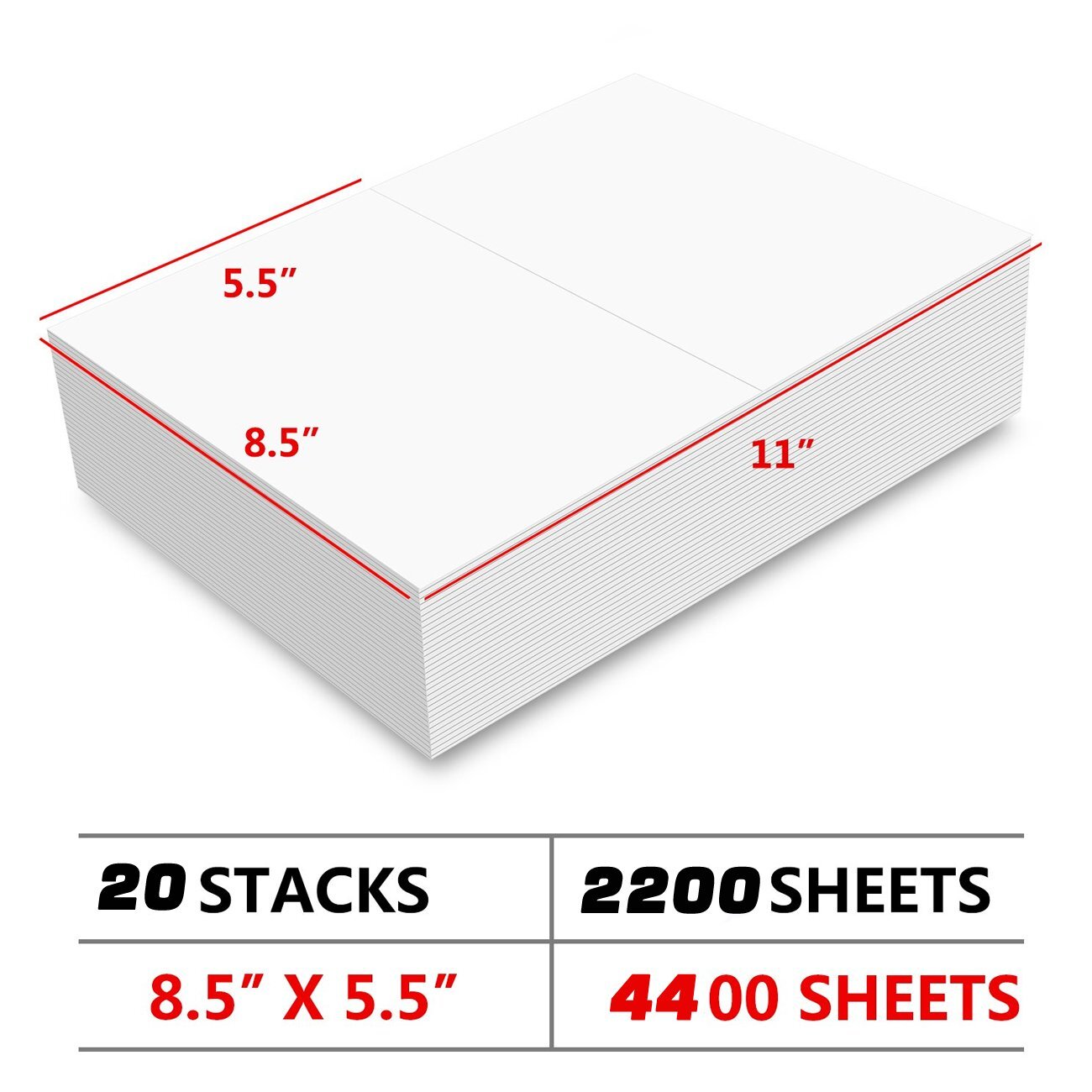 Aaiwa Half Sheet Shipping Labels Self-Adhesive 8.5 x 11 Blank 2 Labels Per Sheet